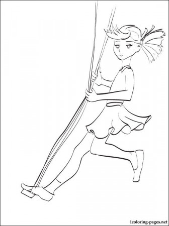 Little girl on a swing coloring page | Coloring pages