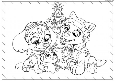 Christmas coloring pages PAW Patrol. Print A4 | WONDER DAY — Coloring pages  for children and adults