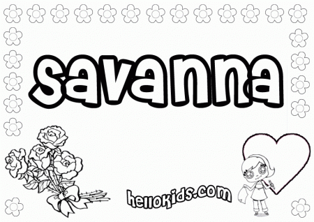 girls name coloring pages, Savanna girly name to color