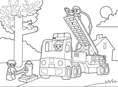 Fire Truck Lego Duplo Coloring Page - Free Printable Coloring Pages for Kids