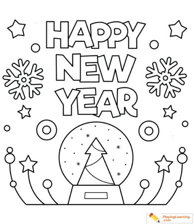 Happy New Year Coloring Page 05 | Free Happy New Year Coloring Page