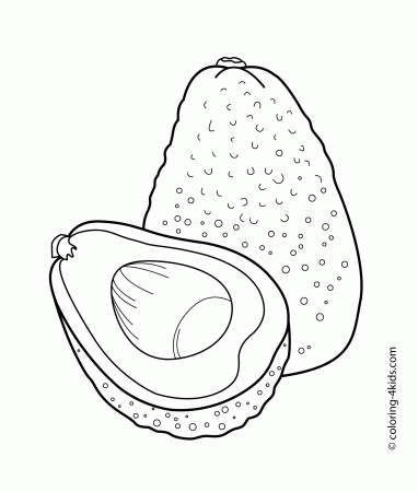 Avocados fruits coloring pages for kids, printable free (With ...