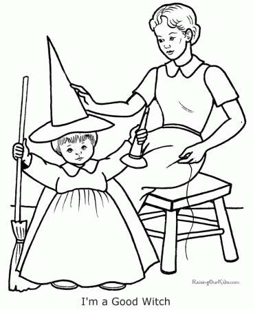 Fun Halloween kids coloring pages - Good Witch 004
