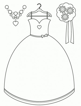 Bridesmaid Dress and Accessories - Free Printable Coloring Pages