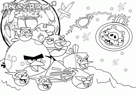 Cartoon: Sweet Angry Birds Space Coloring Pages Red Bird Kids 