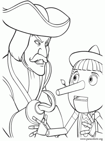 Shrek - Captain Hook and Pinocchio coloring page