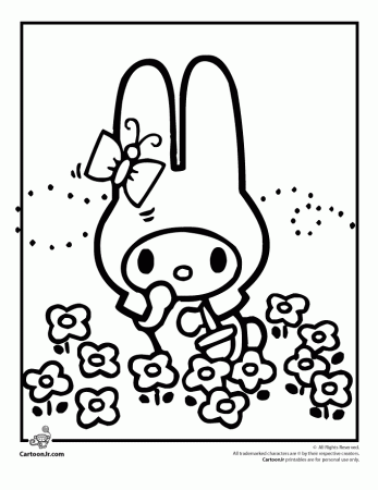 Hello Kitty Easter Bunny Coloring Page | Cartoon Jr.