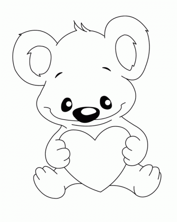 Koala bear and heart - Free Printable Coloring Pages