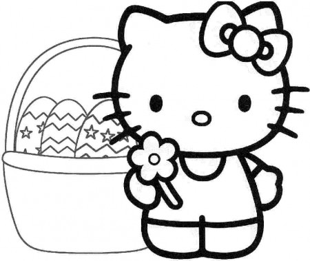 Easter Hello Kitty Colouring Pages Printable For Preschool 16886#