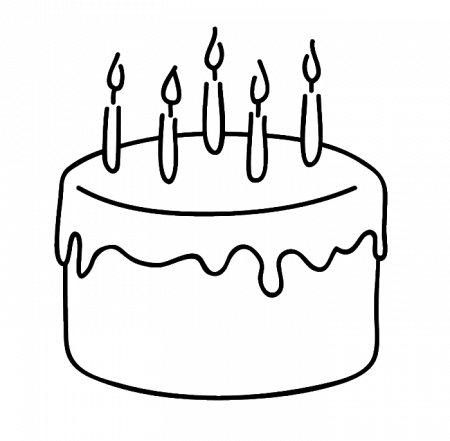Birthday Cake That Is Simple And Attractive Coloring Page 