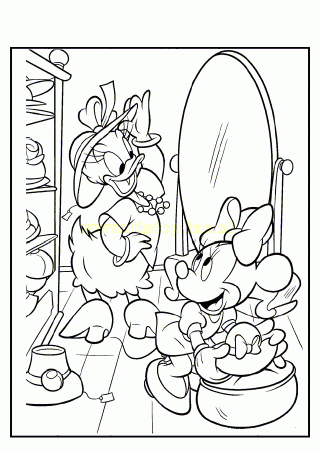 Minnie and Daisy in Love Coloring Page | Kids Coloring Page
