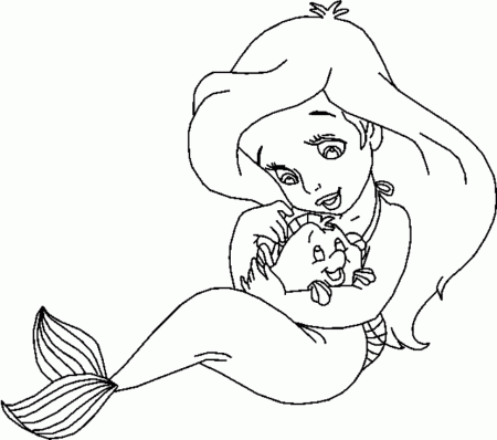 Download Cute Little Ariel With Grimbsby Disney Princess Coloring 