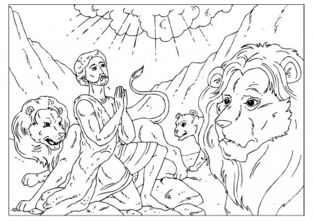 Coloring page Daniel in the lions' den - img 25953.