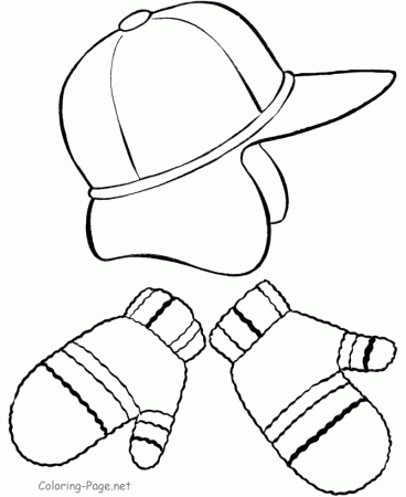 Winter Coloring Book Pages - Winter hat and mittens