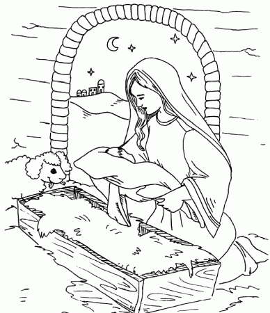 Mary With Baby Jesus Coloring Page |christmas coloring pages Kids 