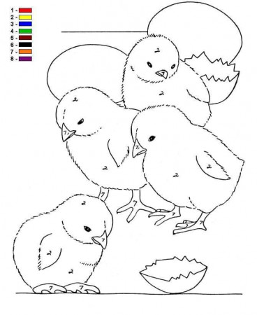 Kids-n-fun.com | 12 coloring pages of Color by number Farm