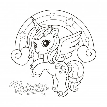 Premium Vector | Unicorn rainbow coloring page illustration