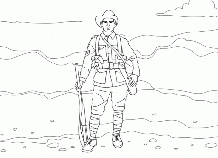 anzac day colouring in soldier - Clip Art Library