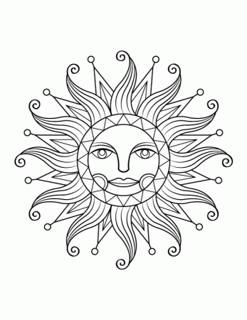 Printable Celestial Sun Coloring Page