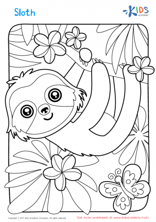 Sloth Coloring Page | Cute coloring pages, Free coloring pages ...