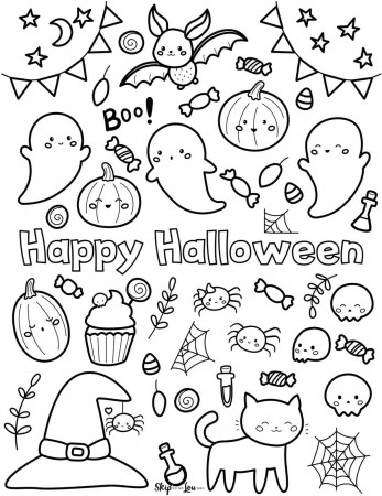 Coloring Pages | Happy Halloween Cute Drawings Coloring Page