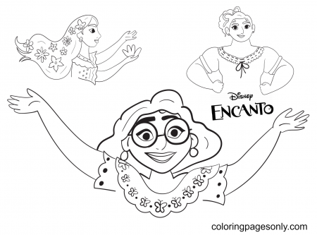 Mirabel with Sisters Coloring Pages - Encanto Coloring Pages - Coloring  Pages For Kids And Adults