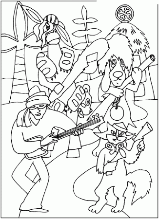 Coloring Bremen Town Musicians Coloring Page