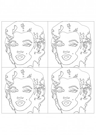 Andy Warhol - Shot Sage Blue Marilyn (version with four portraits) - Pop  Art Adult Coloring Pages