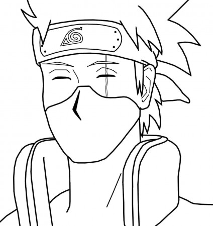 Smiling Hatake Kakashi in Naruto wears mask Coloring Pages - Naruto  Coloring Pages - Coloring Pages For Kids And Adults