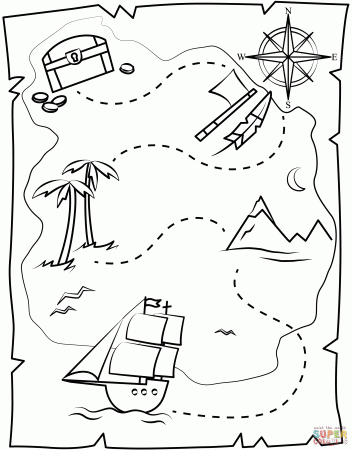 Treasure Chest Map coloring page | Free Printable Coloring Pages