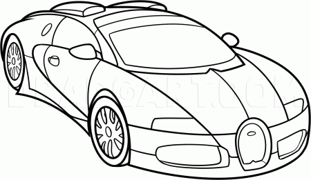 How to Draw a Bugatti Veyron, Coloring Page, Trace Drawing