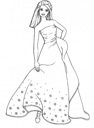 Lady in Dress Coloring Page - Free Printable Coloring Pages for Kids