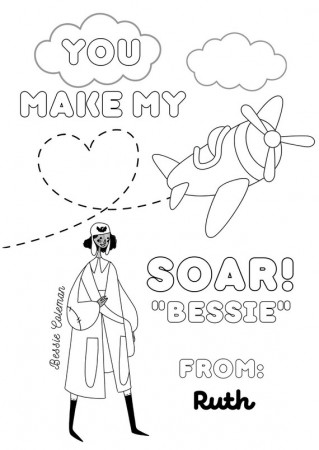 Bessie Coleman Valentine Download Personalized Bessie Coleman - Etsy