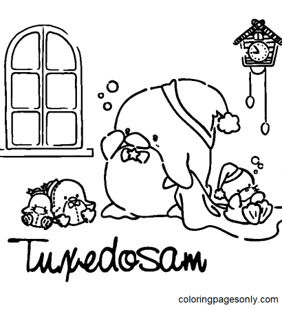Christmas Tuxedo Sam and Chip Coloring Pages - Tuxedo Sam Coloring Pages - Coloring  Pages For Kids And Adults