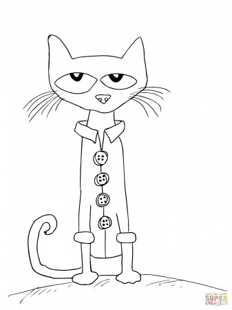 Pete the Cat and His Four Groovy Buttons Coloring page | SuperColoring.com  | Cat coloring page, Animal coloring pages, Pete the cat shoes