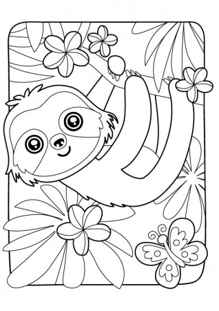 Kawaii Sloth Coloring Page - Free Printable Coloring Pages for Kids