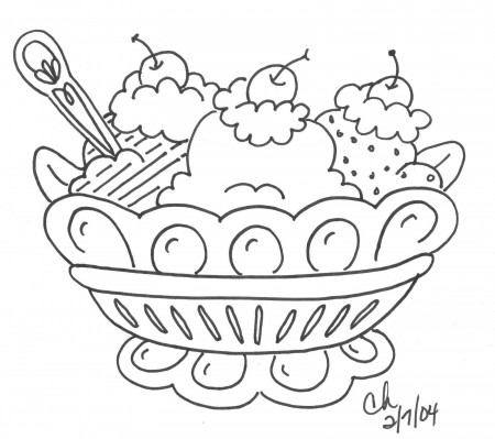 Banana Split Ice Cream Sundae Coloring Page - Coloring Pages For ...