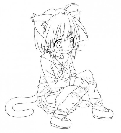 kitty_girl_line_art_by_LuCkYrAiNdRoP.jpg (853Ã936) | Anthro Line ...