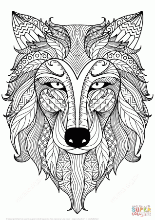 Wolf Zentangle coloring page | Free Printable Coloring Pages