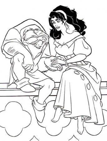 Quasimodo Holding Esmeralda Hand In The Hunchback Of Notre Dame Coloring  Page - Download &… | Cartoon coloring pages, Stitch coloring pages,  Princess coloring pages