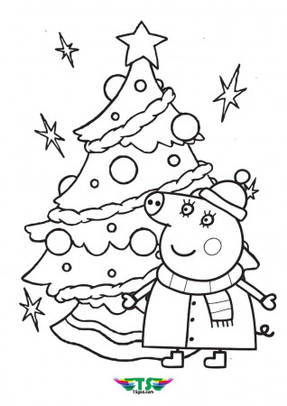 Peppa Pig Christmas Tree Coloring Page - TSgos.com - TSgos.com