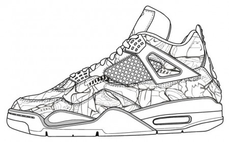 Air Jordan 4 Coloring Page | Jordans, Air jordans, Shoes drawing