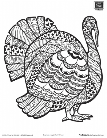 Detailed Turkey Advanced Coloring Page | A to Z Teacher Stuff ...