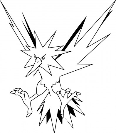 Zapdos Pokemon Coloring Pages Printable | Zapdos pokemon, Pokemon ...