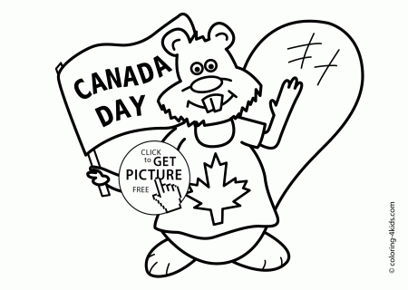 Canada day beaver coloring pages for kids | coloing-4kids.com
