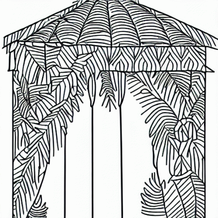 High Quality Coloring Pages Line Decorated Booth Flat Palm Leaves As a Roof Palm  Leaves Walls Flat Roof Booths Table and Bed Inside Jewish Sukkot Coloring  Book Style · Creative Fabrica