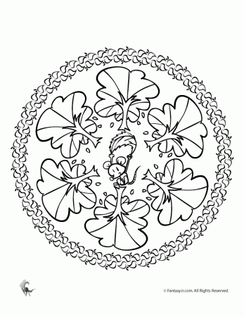 Fall Trees and Mouse Mandala Coloring Page | Woo! Jr. Kids Activities :  Children's Publishing