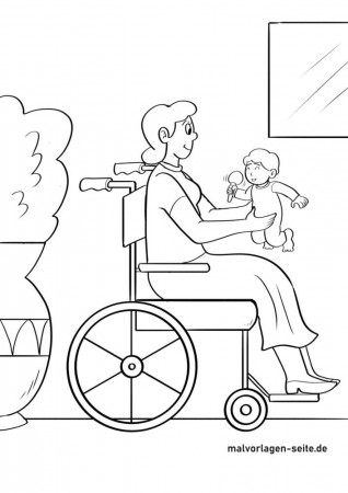 Great coloring page people with disabilities | Free coloring pages