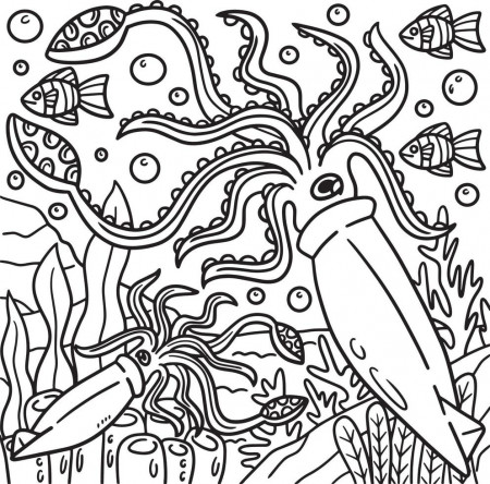 Giant Squid Coloring Page for Kids 10789157 Vector Art at Vecteezy