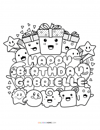 Happy Birthday Gabrielle coloring page